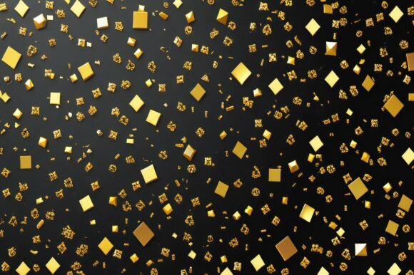 A Black Background with Many Gold Square