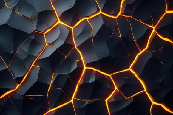 A Black Rock with Orange Lighting