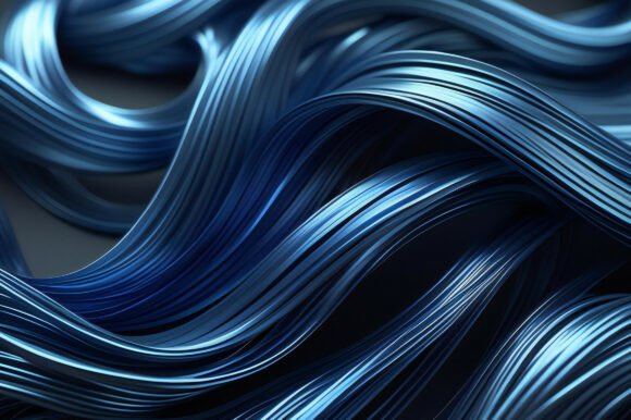 A Blue Wavy Lines on a Black Surface