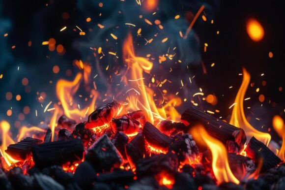 A Fire Burning in a Barbecue
