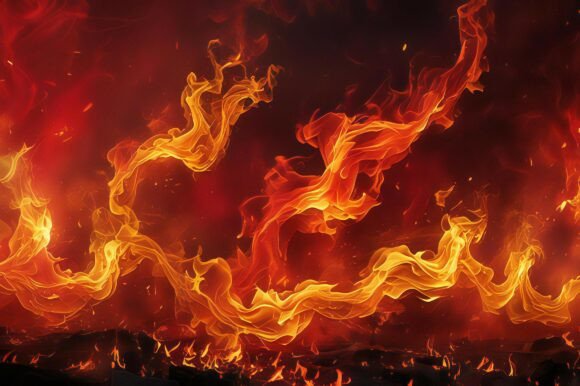 A Fire Flames in a Dark Background