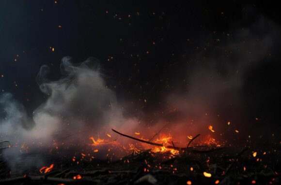A Fire with Smoke and Flames: A Dynamic Background for Creative Workflows