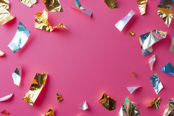 A Pink Background with Foil Pieces