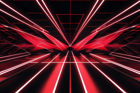 A Red and Black Room with Lines