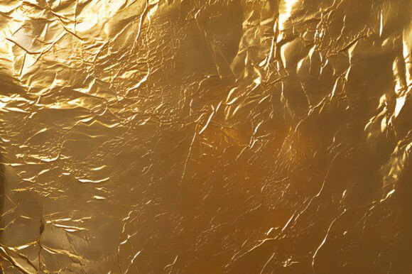 A Shiny Gold Foil with Cracks Texture