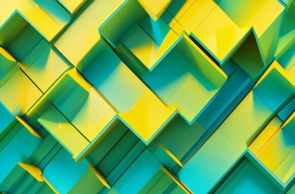 A Yellow and Blue Geometric Shapes Background Image