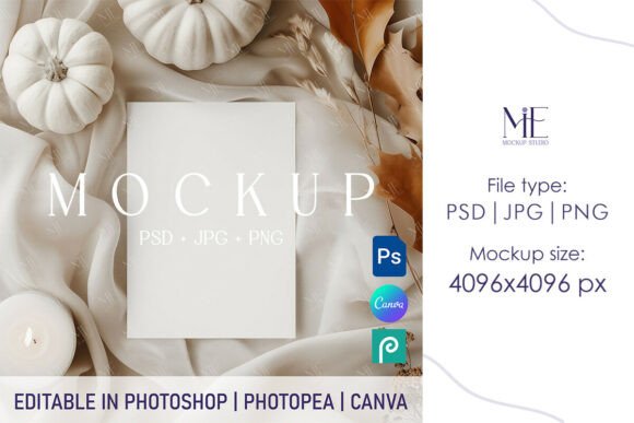 Autumn Card Canva Mockup Fall Invitatio