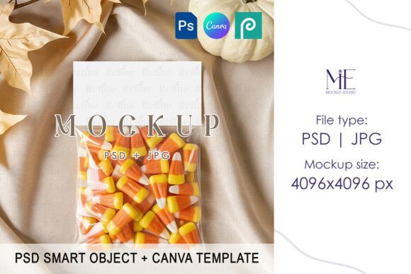 Candy Corn Treat Topper Mockup, Hallowee