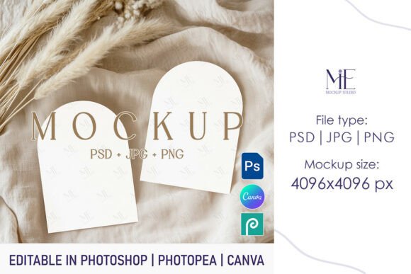 Double Invitation Mockup Arch Card Boho