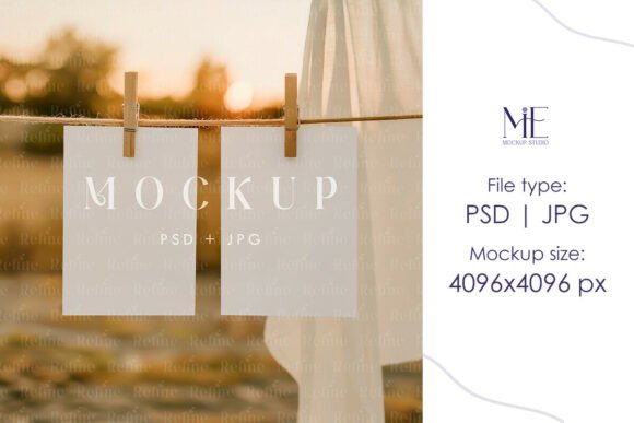 Garland Card Mockup, Photo Monthly Banne