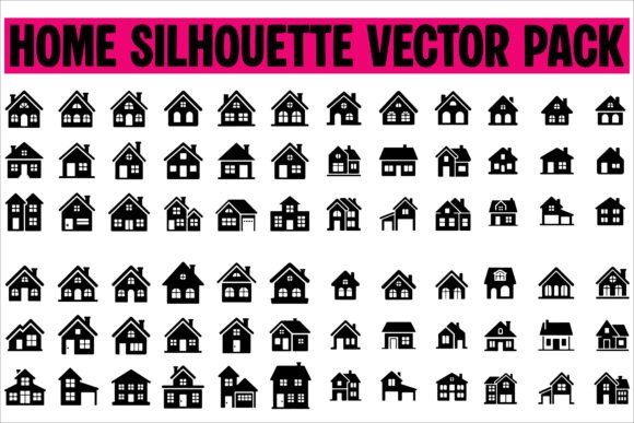 House Icons Black Silhouette Vector Set1