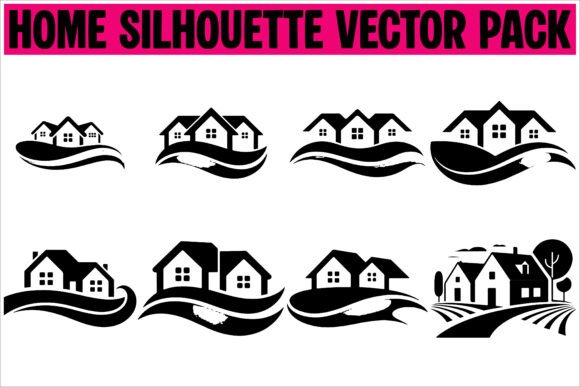 House Icons Black Silhouette Vector Set10