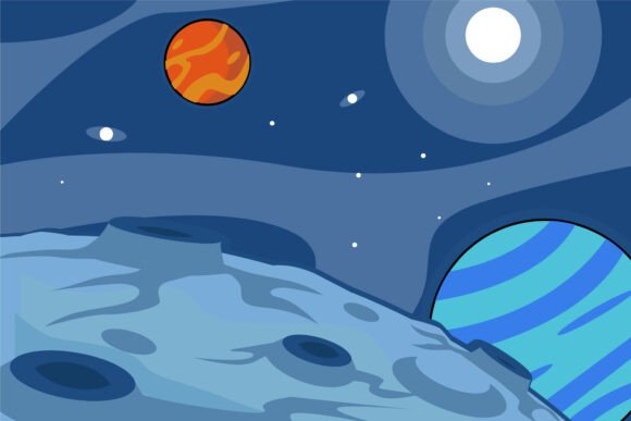 Moon Surface Landscape View Vector for Creative Projects