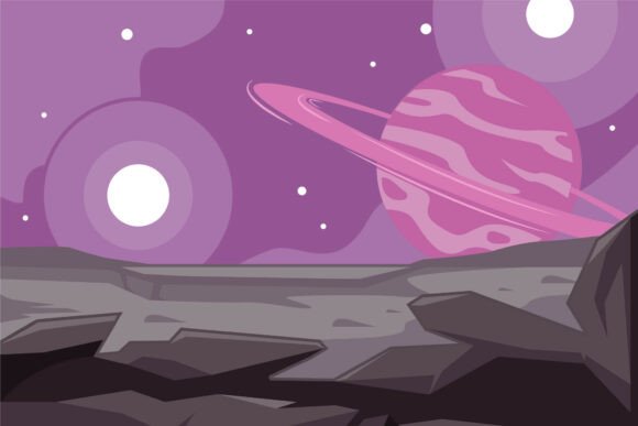 Planet Surface Landscape View Vector