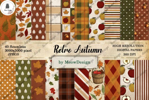 Retro Autumn Digital Paper Pattern: A Versatile Resource for Creative Projects