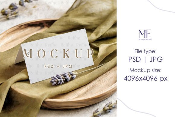 Wedding Place Card Mock-up Folded Card