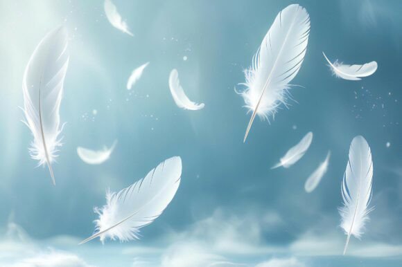 White Feathers Floating in the Air: A Versatile and Elegant Design Option